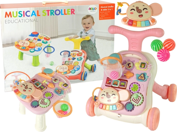 Interactive Walker and Activity Table 2-in-1 Pink