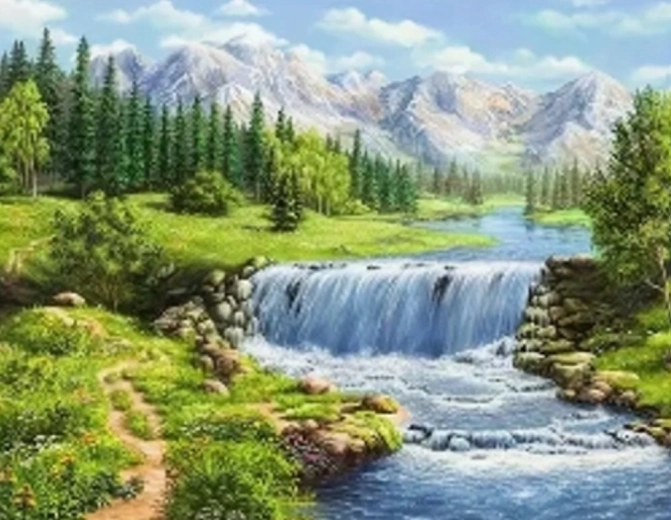Gleznošana pēc numuriem – kalnu krāces 40 × 50 cm