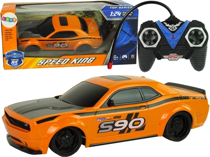 RC sporta auto 1:24, oranžs, tālvadība 27 MHz