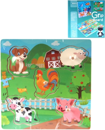 Wooden inset puzzle board with knobs, 5 pieces - 1 piece
