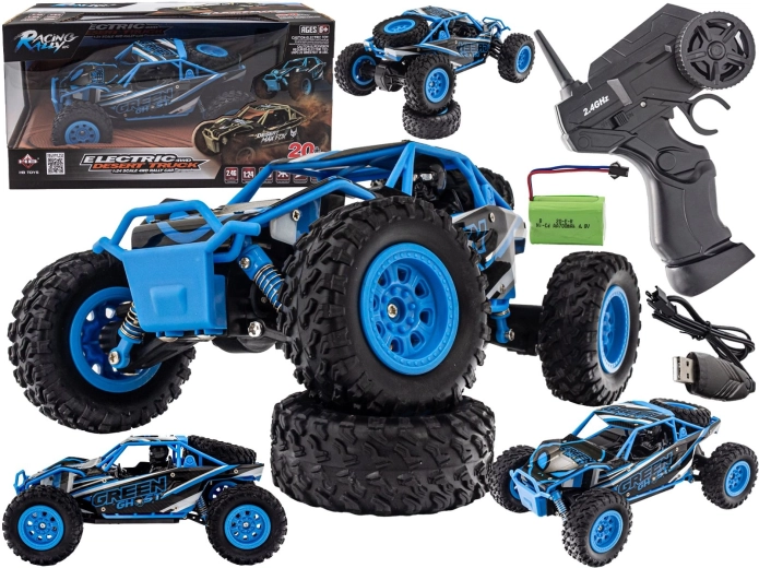 Ar radio vadāma desert truck 4WD 2,4 GHz 1:24 zilā krāsā – 1 gab.