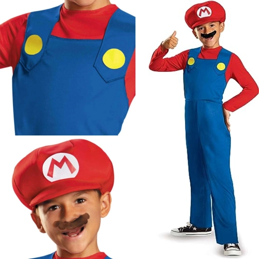 Outlet Children's Super Mario Costume 127–136 cm, 7–8 Years Old