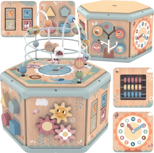 Interaktīvs koka Montessori aktivitāšu kubs Tooky Toy