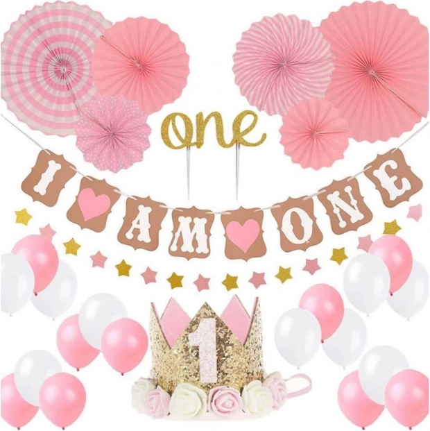 Birthday Balloon Set for Girls - Pink