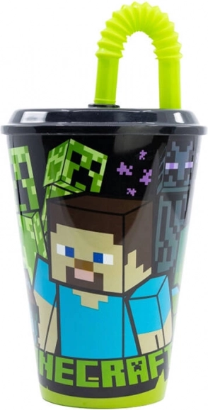 Bērnu krūzīte ar salmiņu Minecraft 430 ml, melna