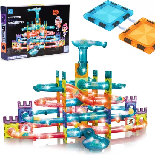 Magnetic LED Marble Run – 166-piece Building Set