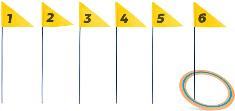 Outdoor disc golf with numbered flags