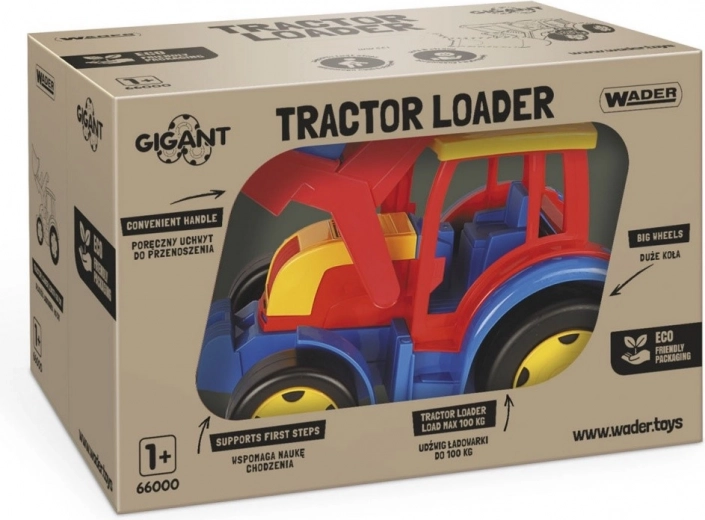 Gigantiskais traktors ar kausu