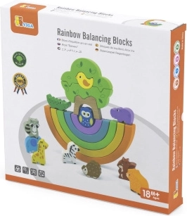 Koka balansējošā varavīksne ar figūriņām – radošs Montessori konstruktors Viga