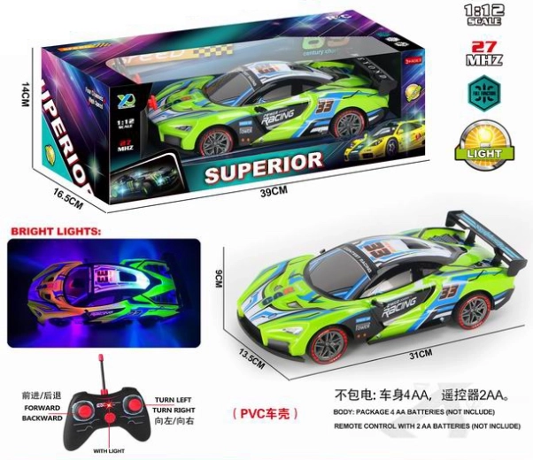 RC sacīkšu auto 1:12 ar spīdošu efektu