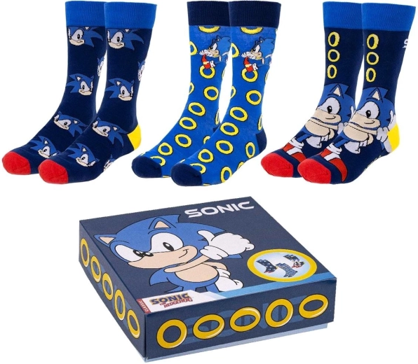Sonic zeķu komplekts – 3 pāri dāvanu kastītē