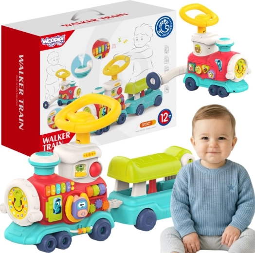 Woopie Baby interaktīva lokomotīve 2v1 stumjamais staigulis un skrejritenis ar tvaiku