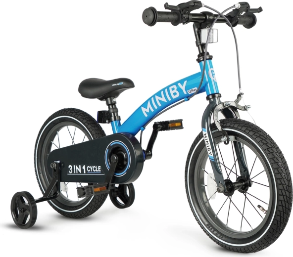 Qplay bērnu velosipēds Miniby 3v1 zils (14")