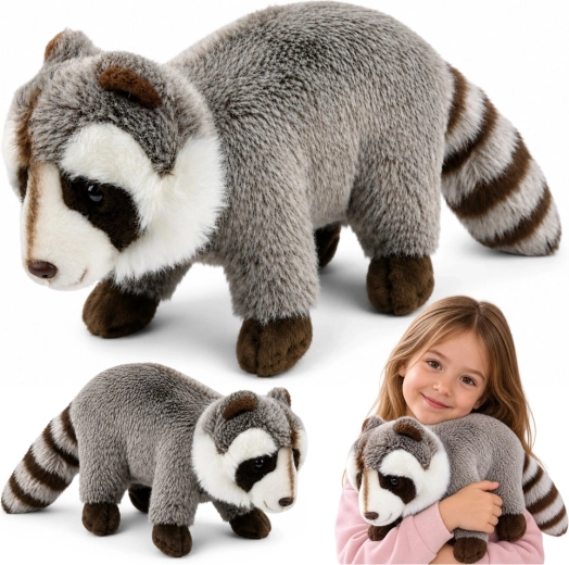 Plush raccoon realistic grey 45 cm