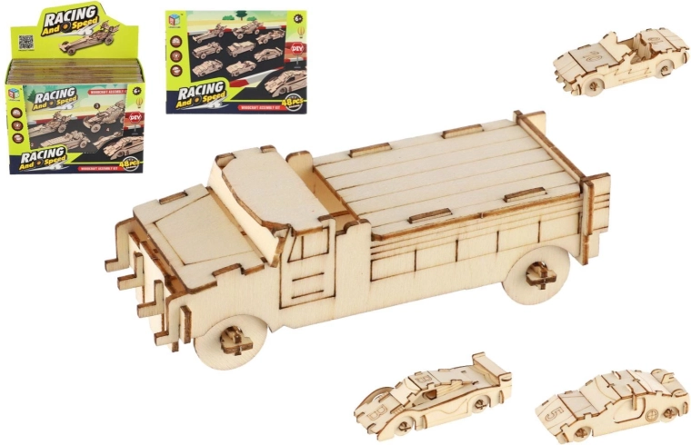Koka 3D puzle – sacīkšu auto, komplekts 4 gab.