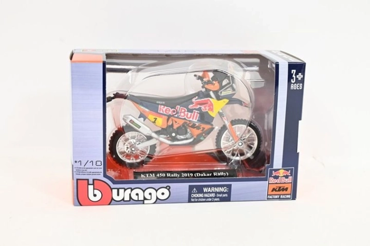 Bburago 1:18 Red Bull KTM 450 Rally Dakar 2019 (starta numurs 1) – motocikla modelis