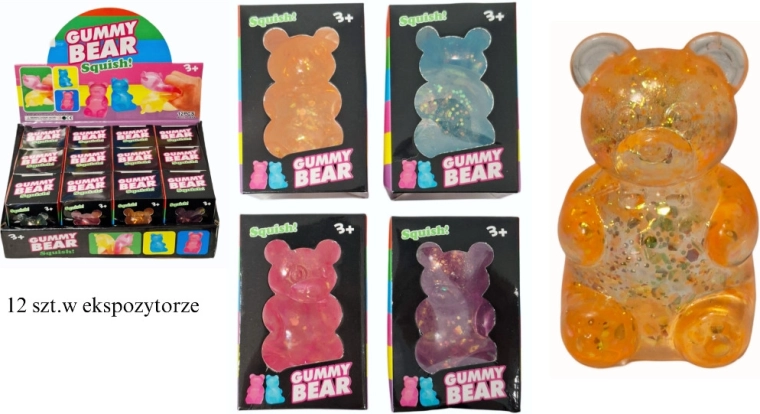 Anti-stress bear squishy with glitter