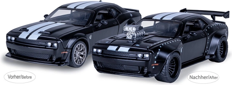 Jamara Dodge Challenger SRT Jailbreak metāla modelis 1:36, melns