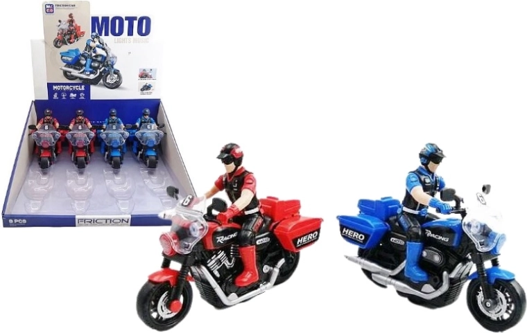 Motorcyclist on a motorcycle with light and sound effects 16 cm
