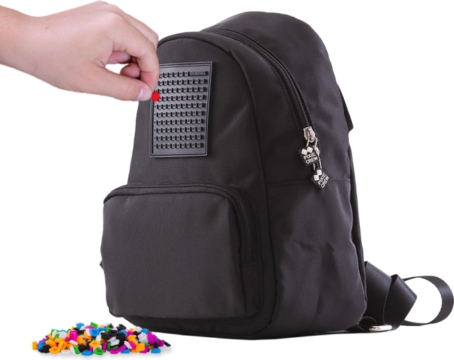 Pixie Crew teenage backpack with creative panel, black