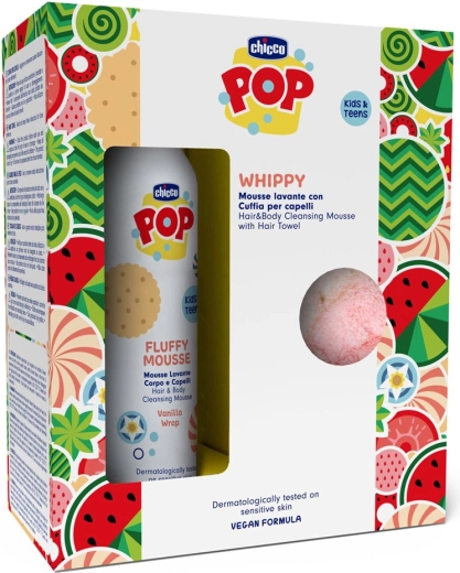 Chicco POP vaniļas putas ķermenim un matiem 2in1 ar matu dvieli 200 ml