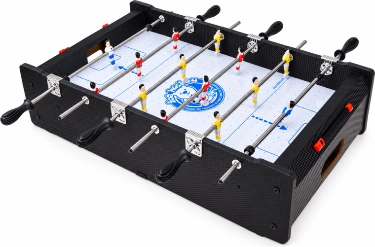 Table football with metal rods