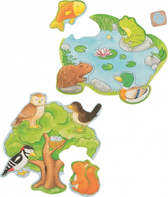 Goki children's puzzle game Who lives where
