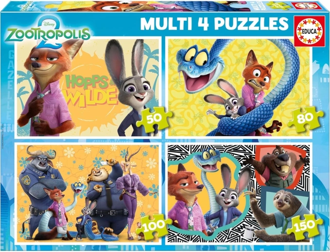 Educa puzle Zootropolis 4v1 – bērnu progresīvās puzles (50, 80, 100 un 150 gabaliņi)