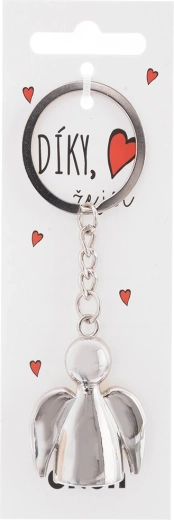 Metal angel keychain with the inscription “Thanks for being”