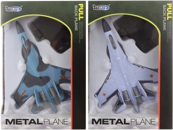 Metal battery-powered airplane with pull-back action