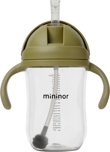 Mininor Tritan pudele ar salmiņu 330 ml, moss green