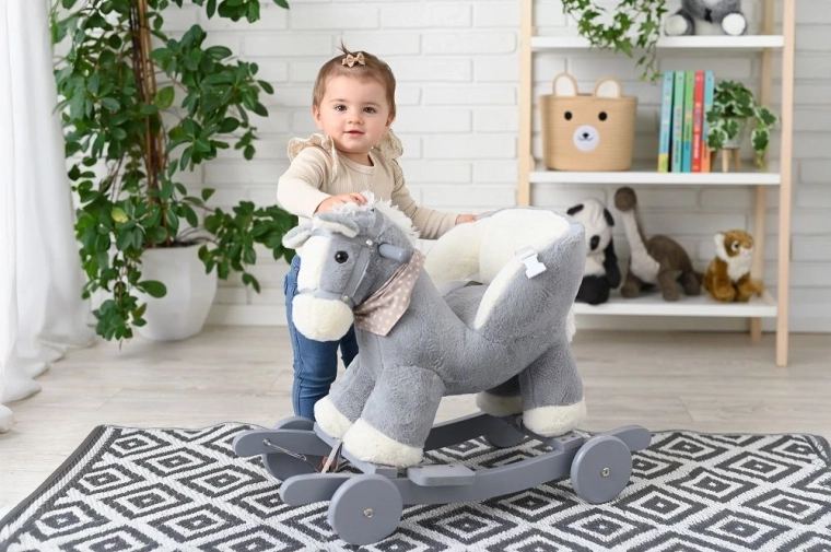 Soft plush rocking horse for comfortable riding