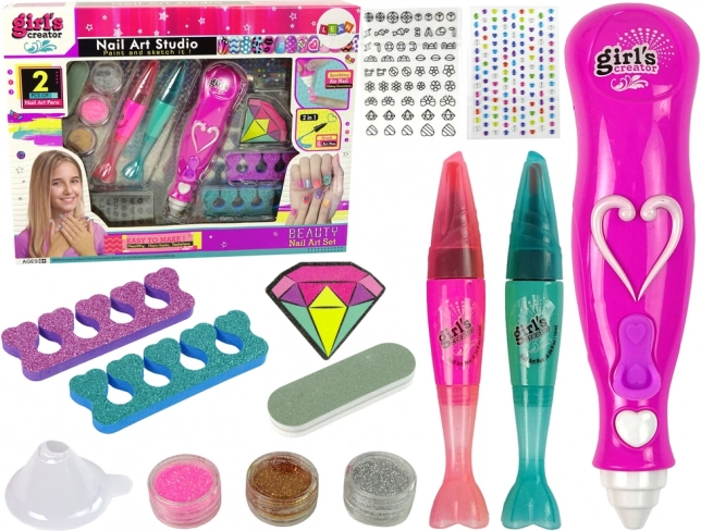 Nail Decoration Set with Glitter and Ornaments