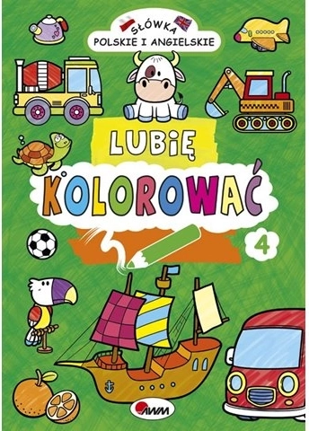Bērnu krāsojamā grāmata Lubię kolorować – poļu un angļu vārdiņi