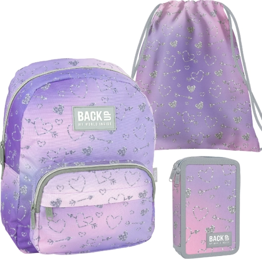 Skolas komplekts BackUP Twinkle II 3 vienā – mugursoma, aprīkots penālis un maisiņš