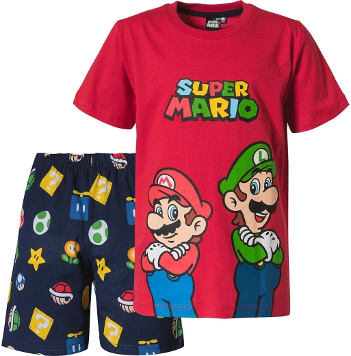 Bērnu pidžama Super Mario sarkanā un tumši zilā krāsā