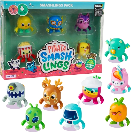 Piñata smashlings – 6 nejauši izvēlētu figūriņu komplekts ar radījumiem, 1. sērija