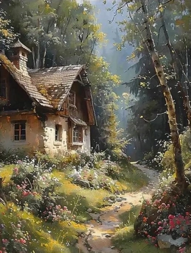 Norimpex krāsošana pēc numuriem Meža ceļa namiņš 40 × 50 cm