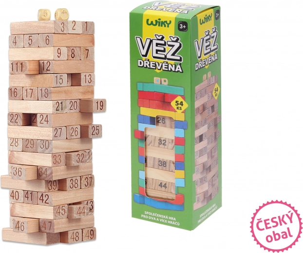 Wooden Tower with Numbers 54 Pieces