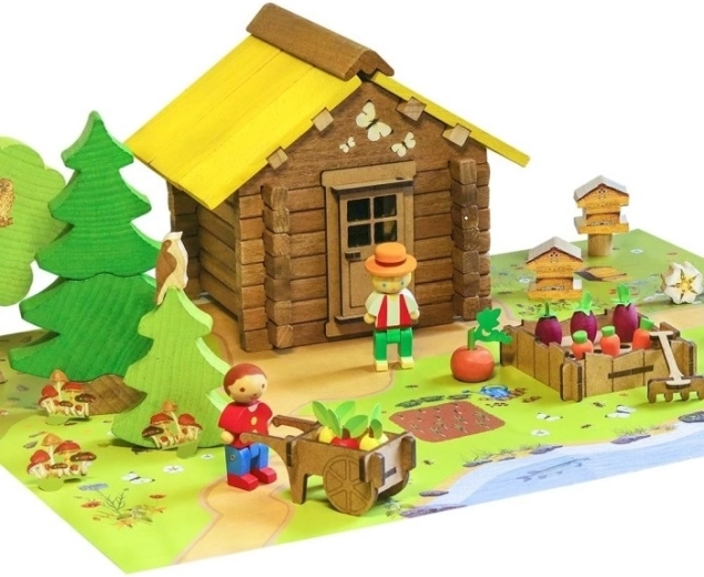 Jeujura wooden construction set – House in Nature (95 pieces)