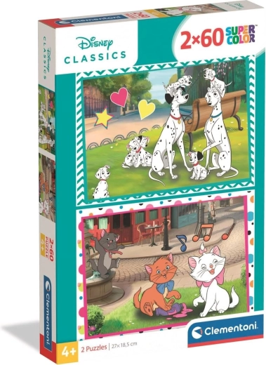 Puzle CLEMENTONI Disney: 101 dalmācieši un Aristokaķi 2×60 gabaliņi