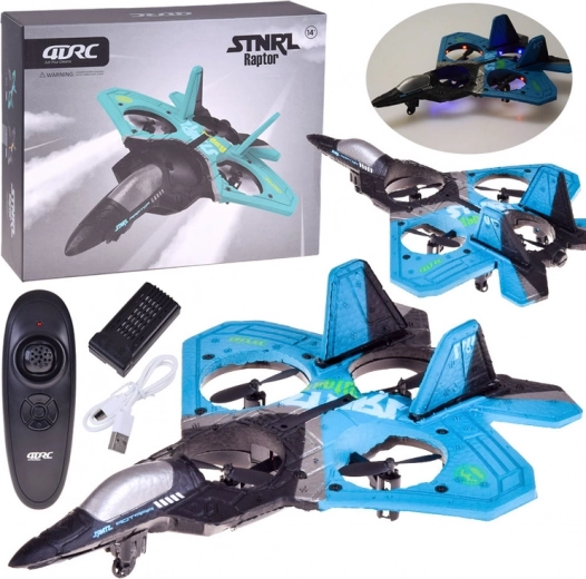 RC drons iznīcinātāja Raptor formā ar LED apgaismojumu – Nē