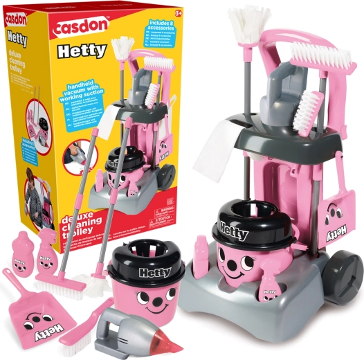 Casdon Hetty deluxe bērnu uzkopšanas ratiņi ar putekļsūcēju un mopu
