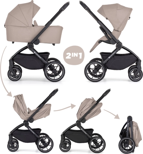 Petite&Mars kombinētais ratiņi Scout 2v1 cappuccino cream
