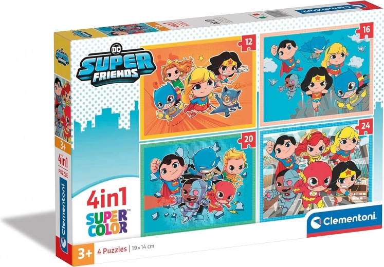 Puzle 4 vienā DC Super Friends Super Color