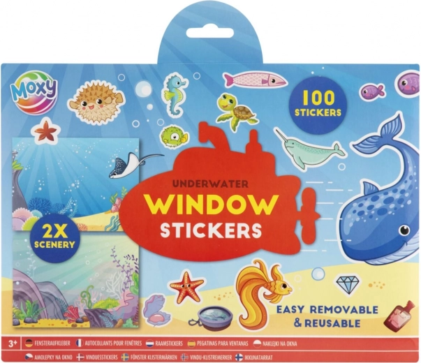 Creative set window stickers with scenes