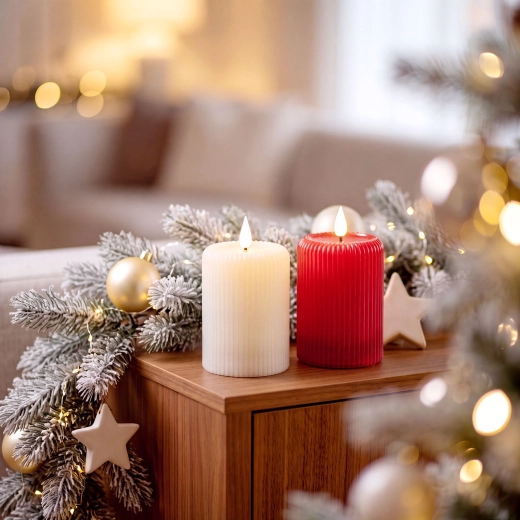 Battery-powered LED candle with flame effect, 10 × 7.5 cm - 1 piece