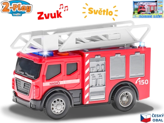 2-Play ugunsdzēsēju auto – transportlīdzeklis ar gaismām un skaņām 14 cm