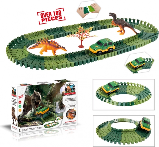 Flexible Dinosaur Track – 100 Pieces with Light-Up Car