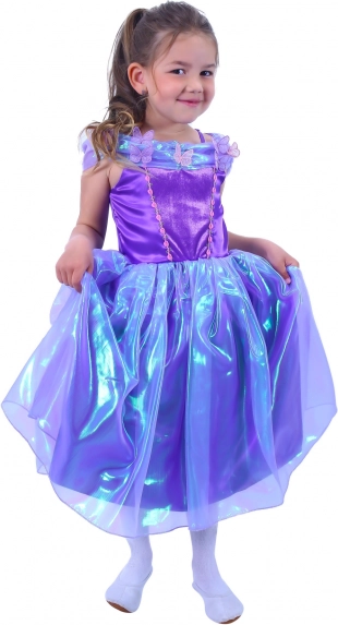 Bērnu princeses kostīms violetā krāsā ar tauriņiem